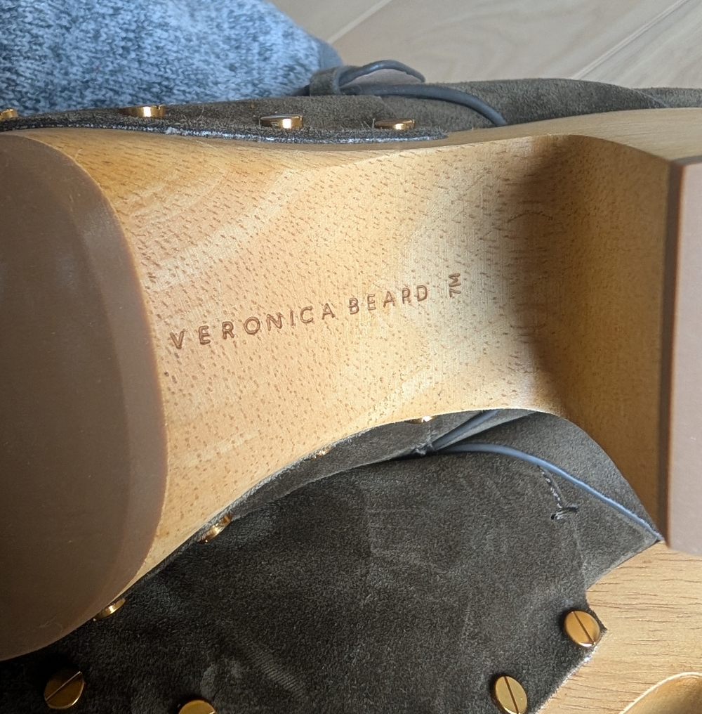 Veronica Beard Women’s Dacey Buckle Suede Clogs Military Green US 7 NWOT NWOB! - Picture 5 of 7